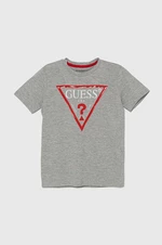 Detské bavlnené tričko Guess šedá farba, s potlačou, L73I55 K8HM0