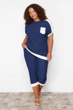 Trendyol Curve Navy Blue Knitted Plus Size Two Piece Set