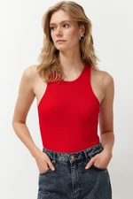 Trendyol Red Ribbed Knitwear Blouse