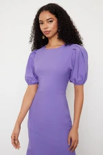 Trendyol Lilac Bodycon Balloon Sleeve Midi Woven Dress