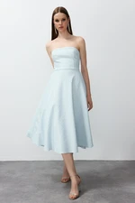 Trendyol Blue A-Cut Woven Elegant Evening Dress