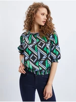 Black-green women's patterned blouse ORSAY