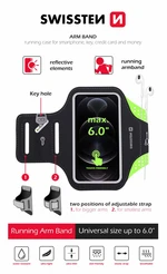 Sportovní pouzdro na ruku SWISSTEN ARMBAND CASE vel. 6,0", černá