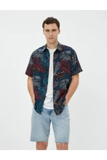 Koton Leaf Printed Short Sleeve Viscose Fabric For Summer Shirt