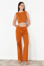 Trendyol Light Brown Wide Leg Woven Trousers