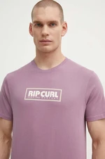 Bavlnené tričko Rip Curl pánsky, fialová farba, s potlačou