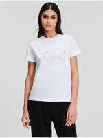 White women's T-shirt KARL LAGERFELD Rhinestone Logo - Women