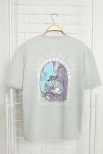 Trendyol Plus Size Grey Oversize/Wide Cut Art Printed 100% Cotton T-Shirt