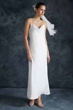 Trendyol Bridal White Accessory Satin Wedding/Nikah Elegant Evening Dress