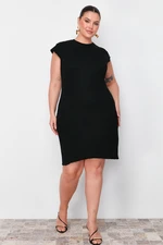 Trendyol Curve Black Ribbed Knitwear Dress