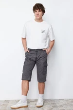 Trendyol Anthracite Regular Waist Cargo Pocket Bermuda Denim Shorts