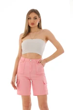 BİKELİFE Women's Pink High Waist Lycra Shorts & Bermuda