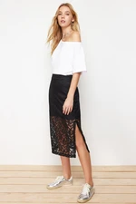 Trendyol Black Lining Detailed Lace Midi Length Woven Skirt