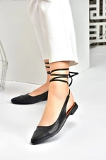 Fox Shoes Black Women's Flats with Tie Ankles