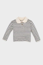 DEFACTO Baby Girl Regular Fit Baby Collar Buttoned Soft Furry Striped Sweatshirt