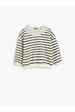 Koton Striped Sweatshirt Tulle Collar Detail Long Sleeve Raised Cotton