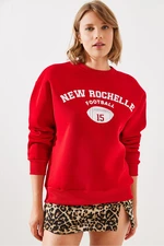 Bianco Lucci Women's Triple Thread Raised Rochelle Text Printed Sweatshirt MBHS001