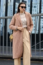 Bigdart Tan Oversize Long Boucle Coat 9127