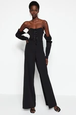 Trendyol Black Woven Piping Jumpsuit