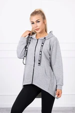 Sweatshirt with longer back and grey hood