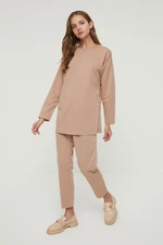 Trendyol Camel Scuba Tunic-Pants Knitted Suit