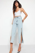 Trendyol Shiny Stones and Slit Denim Jeans