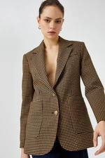 Koton Women's Mustard Plaid Jacket