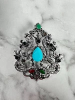 Brooch XZ459-191 Silver + Blue