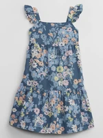 Blue Girly Floral Midi Dress with Ruffle GAP