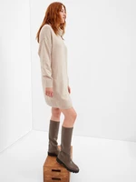 Beige Women's Knitted Turtleneck Mini Dress GAP