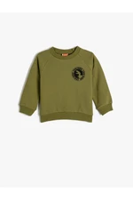 Koton Dinosaur Sweatshirt Crew Neck Long Sleeve Raised Cotton