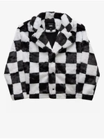 Black and white women's plaid winter jacket made of faux fur VANS Natash - Women