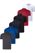 SET OF SIX T8586 DEWBERRY MEN'S T-SHIRT-BLACK-WHITE-NAVY-SAKS-ANTHRACITE-BURGUNDY