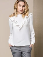 Lola blouse with frills at the front white