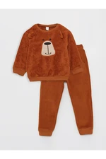 LC Waikiki Crew Neck Long Sleeve Embroidered Plush Baby Boy Sweatshirt and Sweatpants