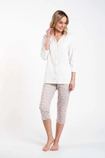 Juliana ́s pyjamas, 3/4 sleeve, 3/4 leg - ecru/print