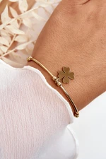 Women's Slip-on Steel Gold Clover Bracelet