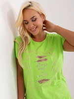 Light green women's blouse plus size with application