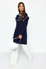 Trendyol Navy Blue Cream Piping Knitted Sweater