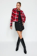 Trendyol Red Regular Woven Plaid Blazer Jacket