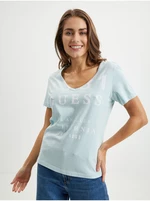 Light blue women's T-shirt Guess