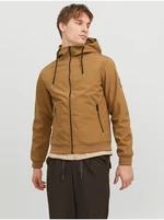 Hnědá pánská lehká softshellová bunda Jack & Jones Basic - Pánské