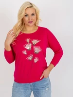 Dámská fuchsiová halenka plus size s nášivkami