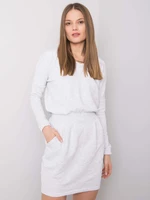 RUE PARIS Light grey melange sweatshirt dress