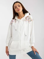 Ecru, long, oversize cardigan with embroidery RUE PARIS