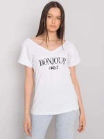 White T-shirt with triangular neckline