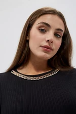 Blouse with chain in Moodo neckline - black