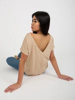 Basic beige T-shirt made of fire cotton