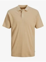 Beige Mens Polo T-Shirt Jack & Jones Connor - Men