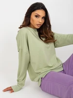 Pistachio loose hoodie with round neckline